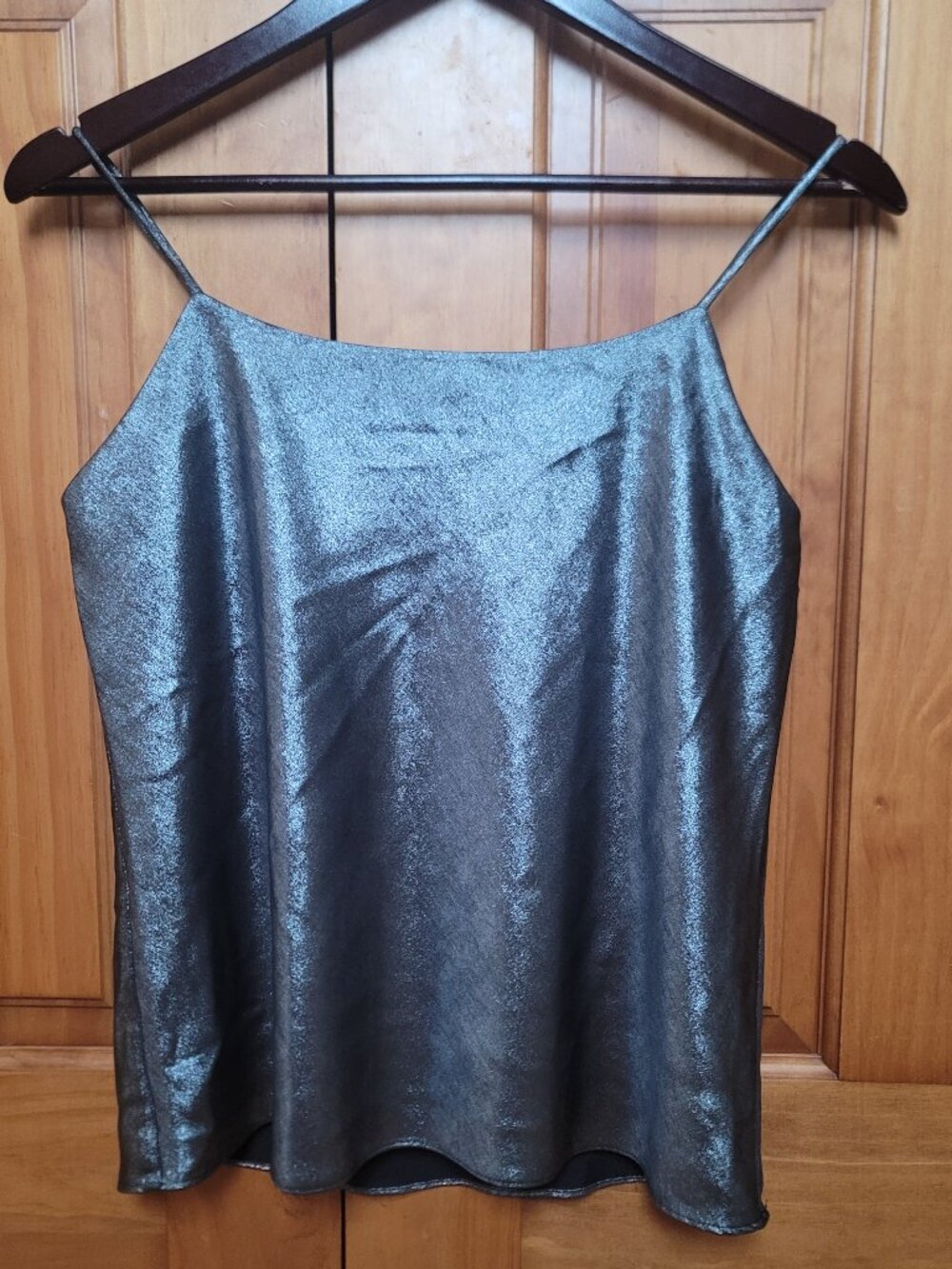 Banana Republic Factory Cami Sz S Gunmetal Metallic Shimmer Party Holiday